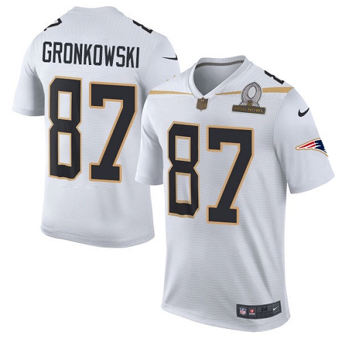 Men's Elite Rob Gronkowski Nike Jersey White - #87 Team Rice 2016 Pro Bowl NFL New England Patriots